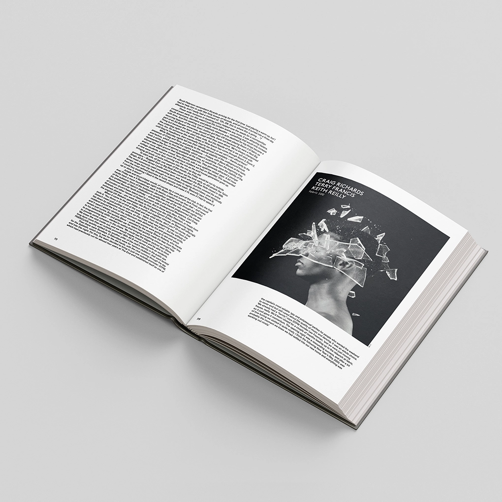 An interior spread of text and photography.